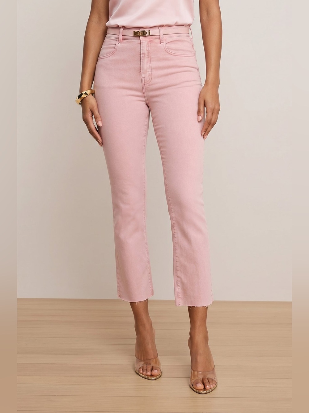 The Noli Shop Nicolette Cropped Jeans in Blush Size 27
